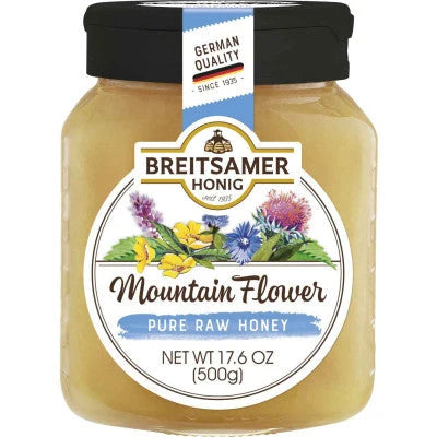 Breitsamer Mountain Flower Pure Raw Honey 17.6 oz jar