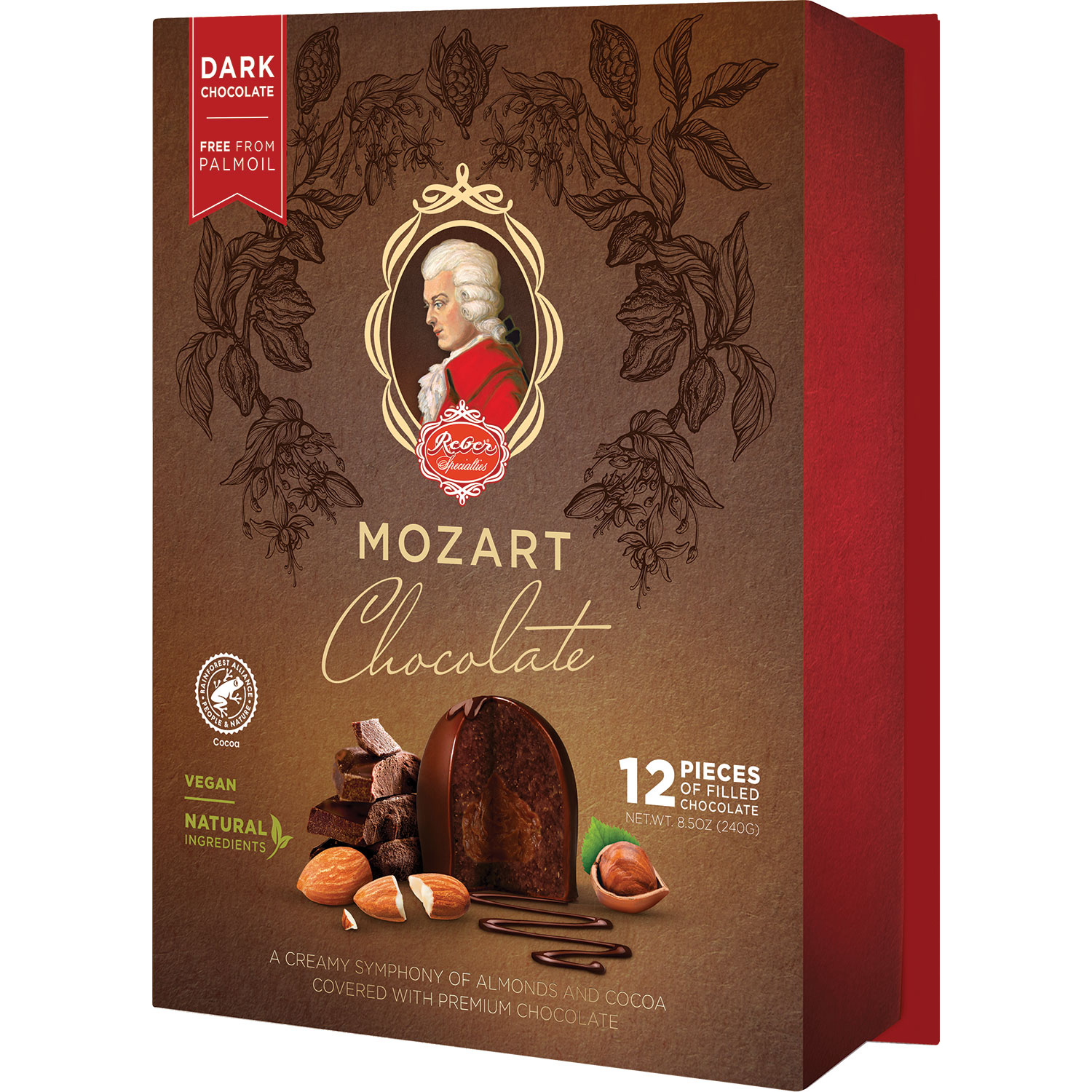 Reber Mozart Dark Chocolate Kugel 12-piece portrait gift box, 240 g