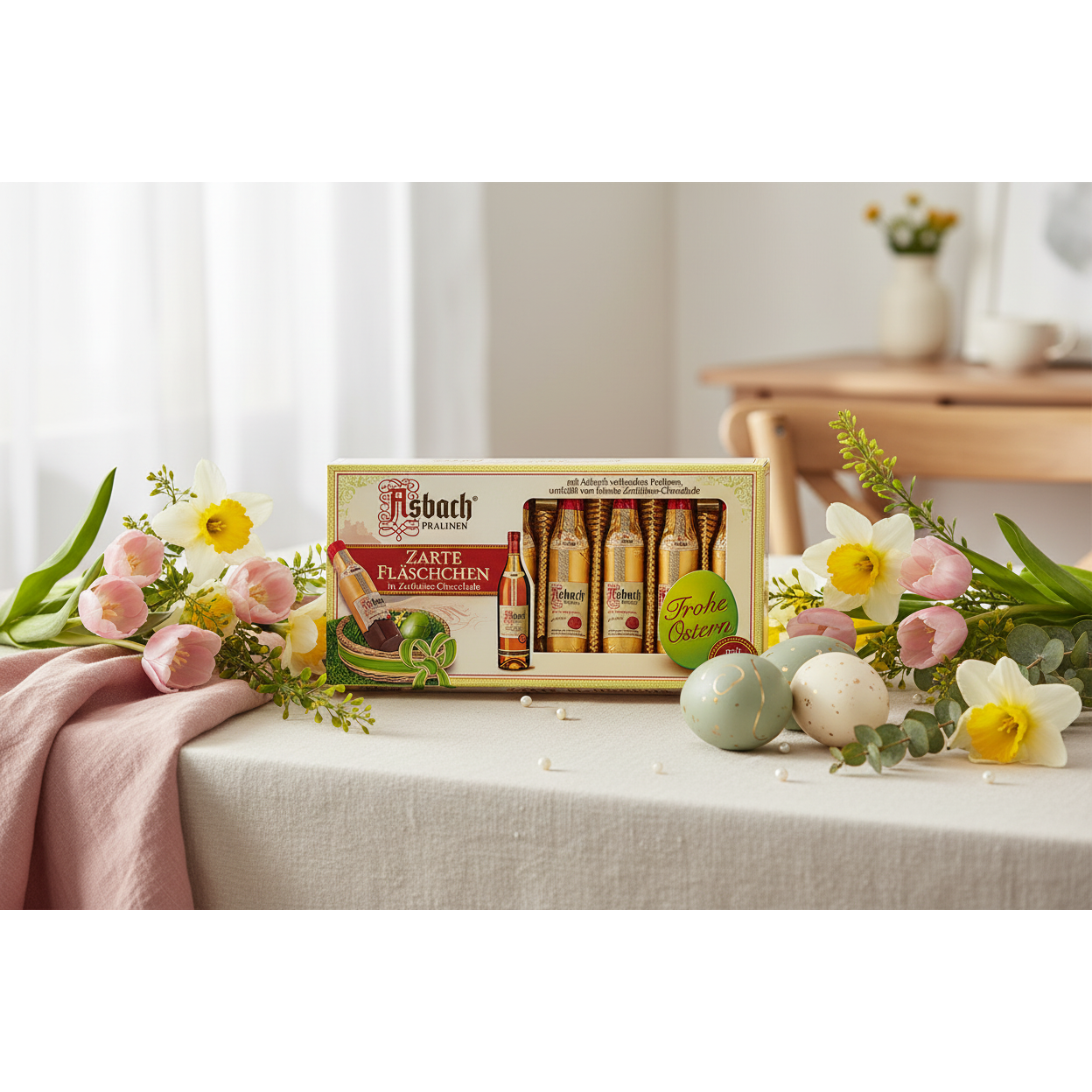 Asbach Chocolate Bottles in Easter Gift Box