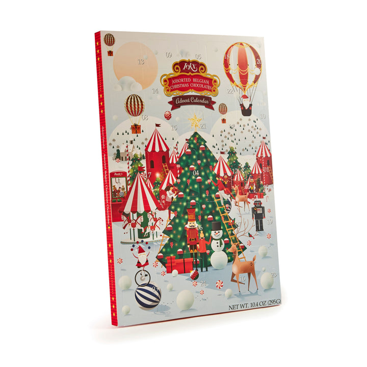 Ickx Luxurious Advent Calendar, 295 g box with Christmas market illustrations
