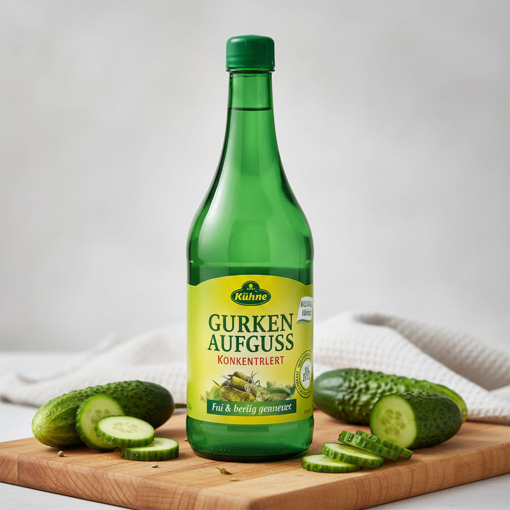 Kühne Gurken-Aufguss pickling vinegar, 750 ml bottle with cucumbers