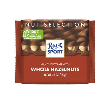 Ritter Sport Milk Chocolate Bar with Whole Hazelnuts