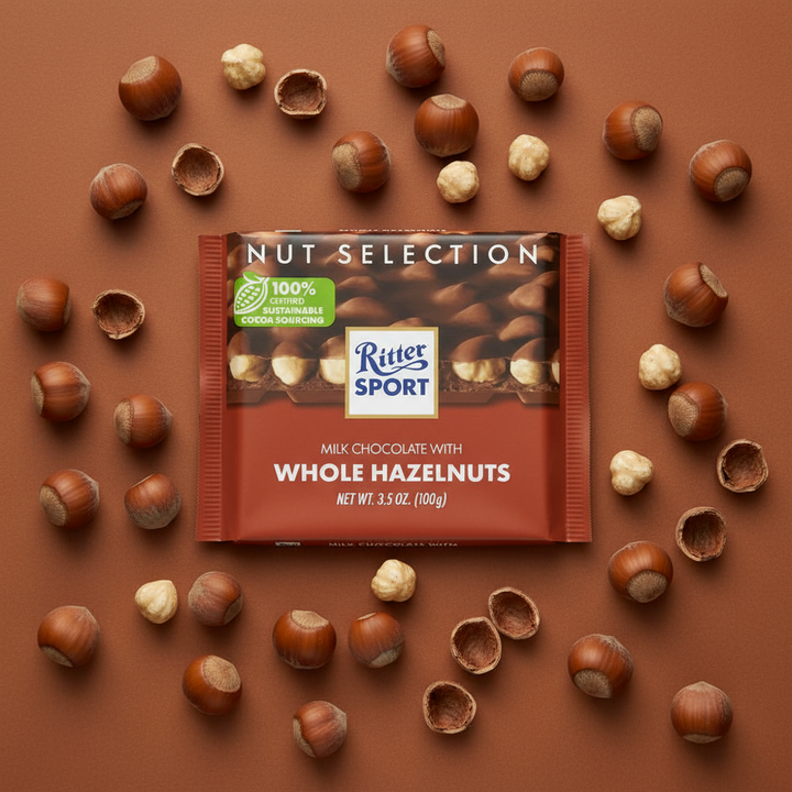 Ritter Sport Milk Chocolate Bar with Whole Hazelnuts