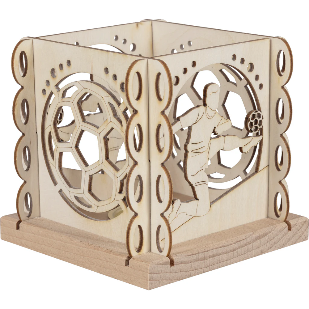 Saico Football Friends carved wooden tealight lantern