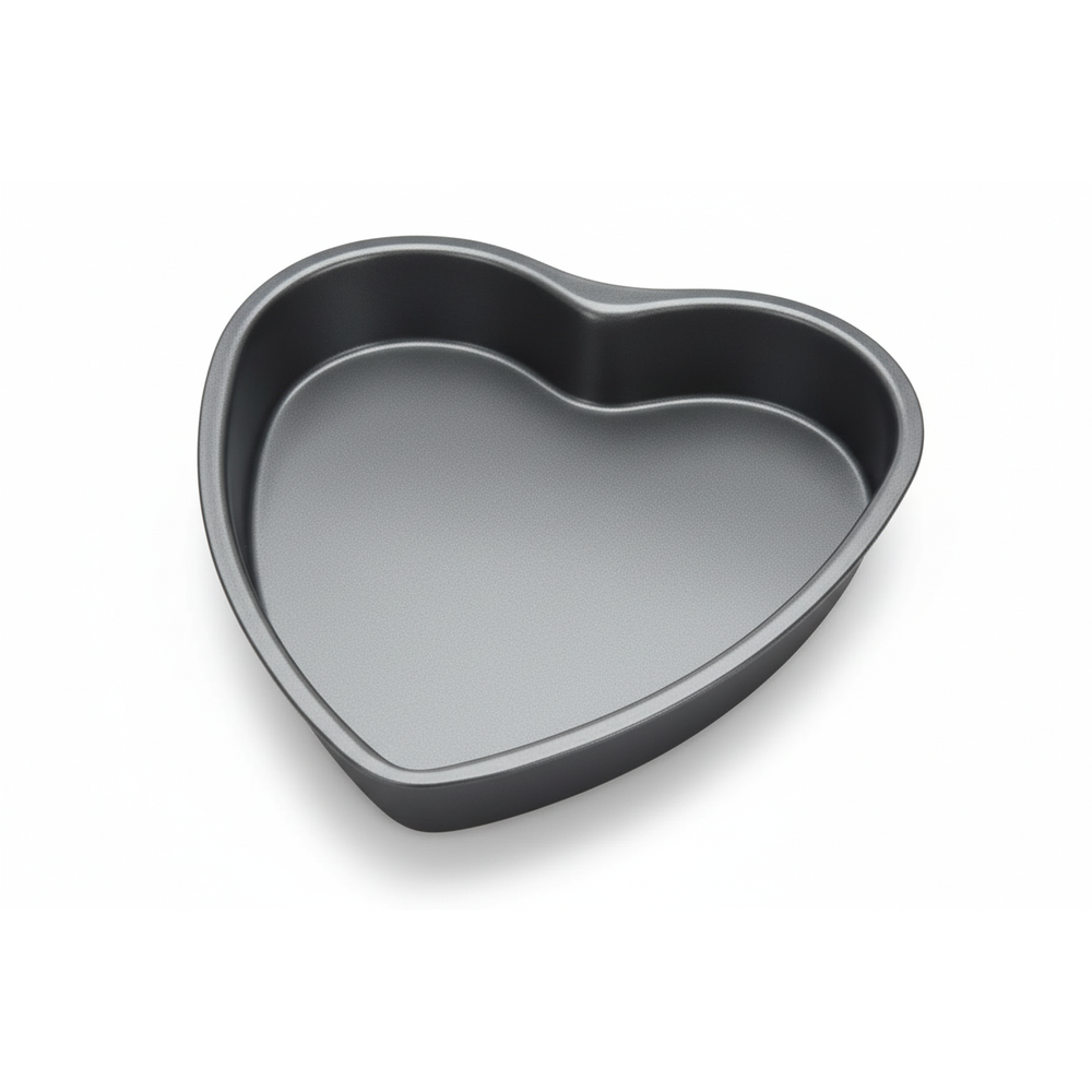 Heart-shaped baking pan on a white background