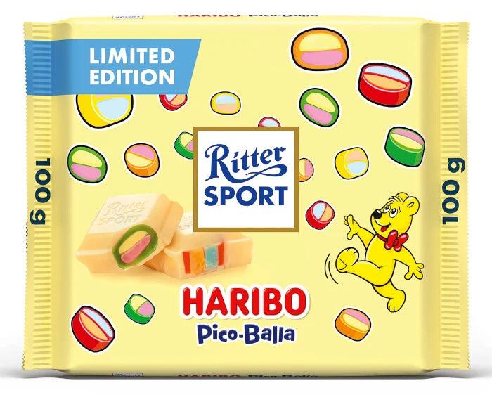 Ritter Sport Haribo Pico-Balla white chocolate, 100 g yellow package