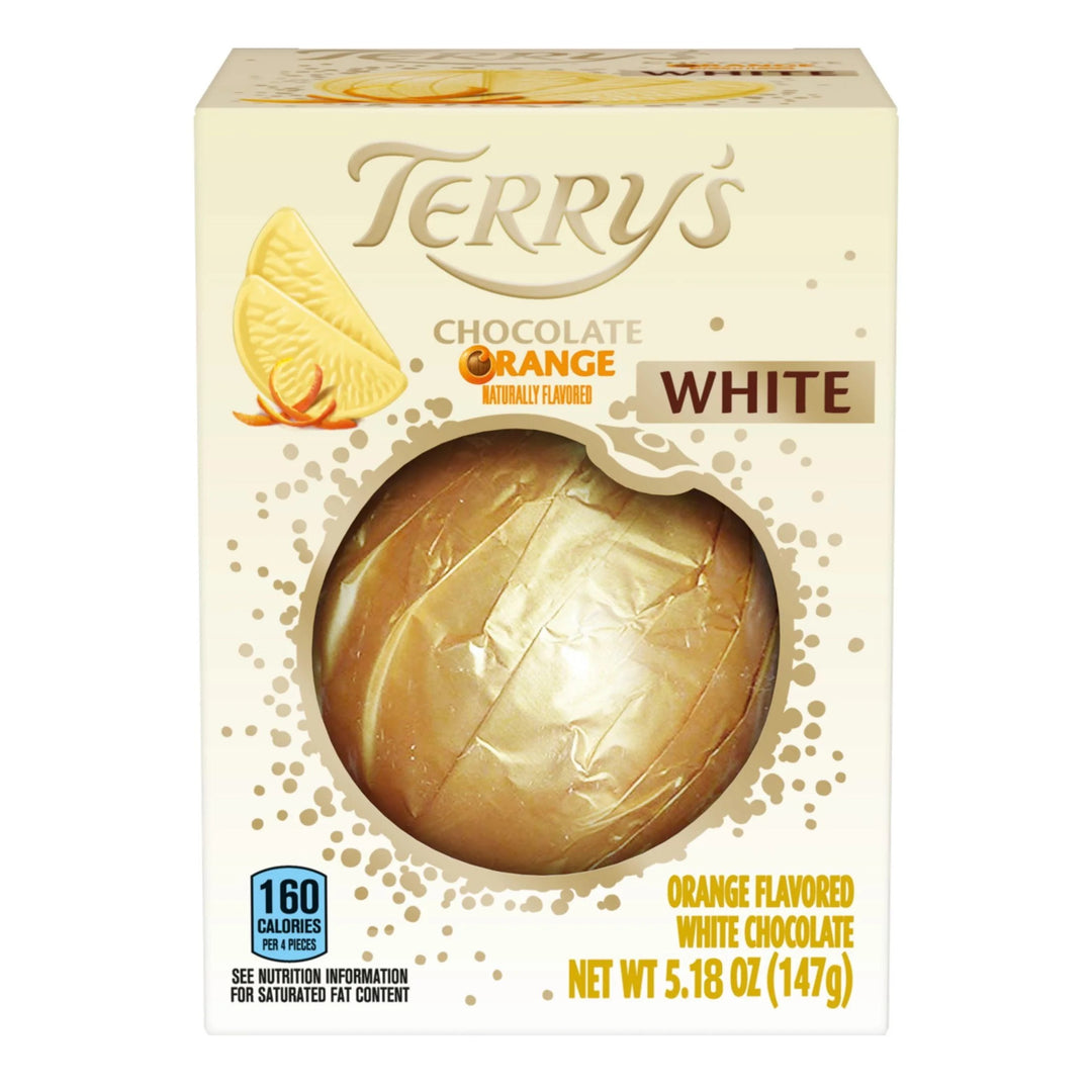Terry's White Chocolate Orange, 147 g cream box, front view