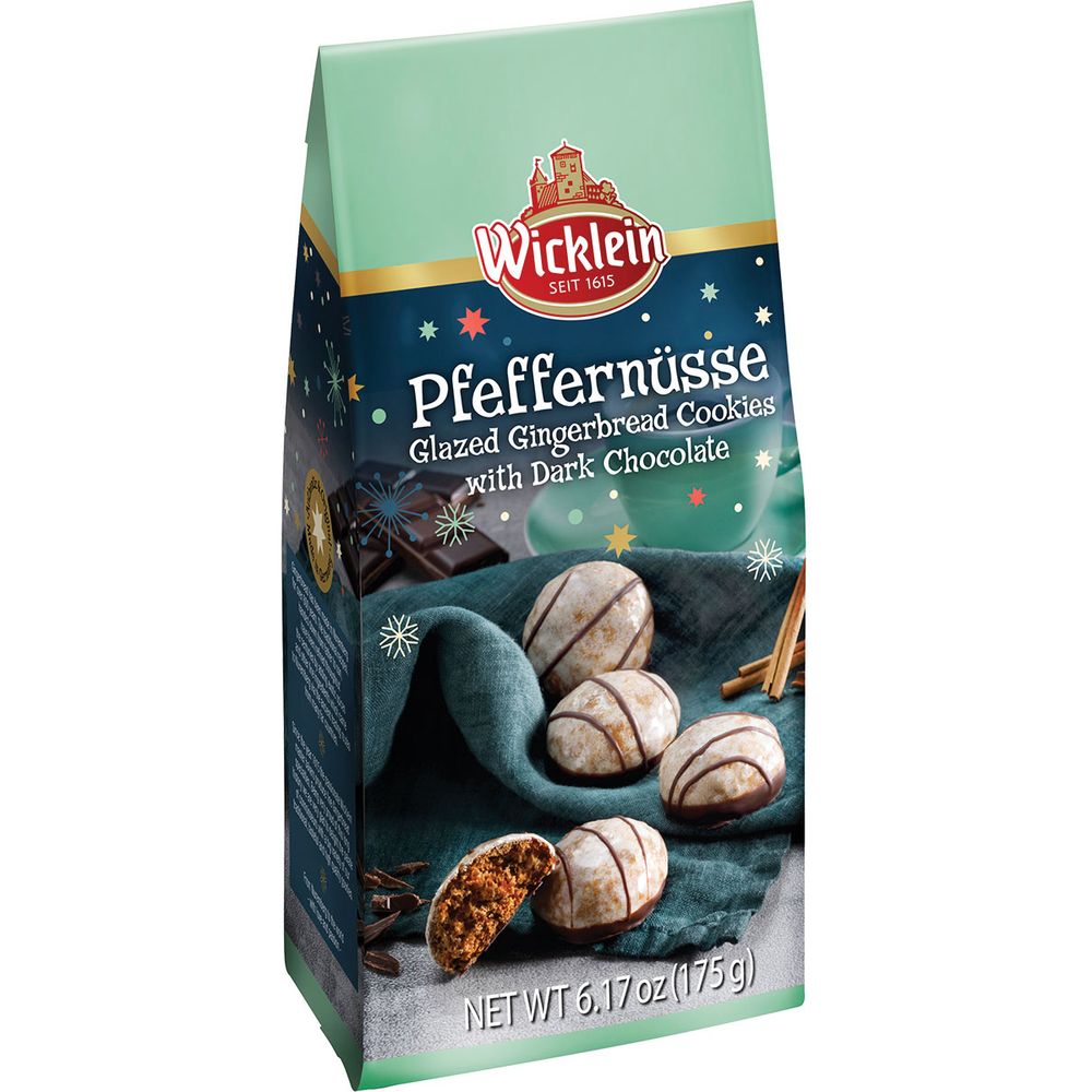 Wicklein Pfeffernüsse glazed gingerbread cookies with dark chocolate, 175 g bag