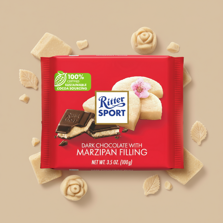 Ritter Sport Dark Chocolate Bar with Marzipan Filling