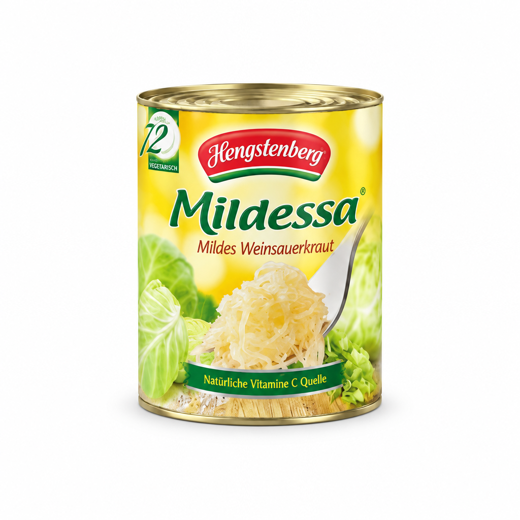 Hengstenberg Mildessa mild wine sauerkraut 300 g can, front view