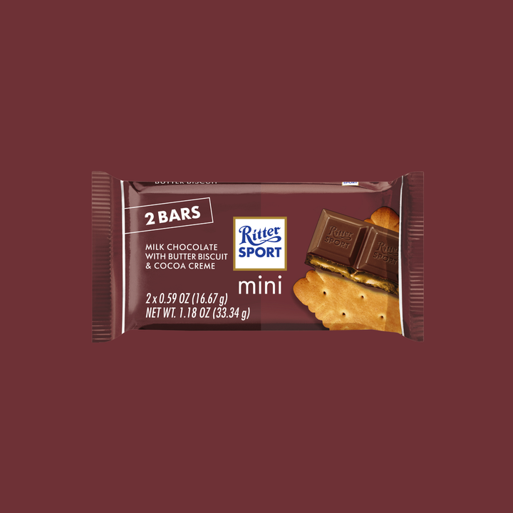 Ritter Sport 2 pack Milk Chocolate Mini Bars with Butter Biscuits and Creme