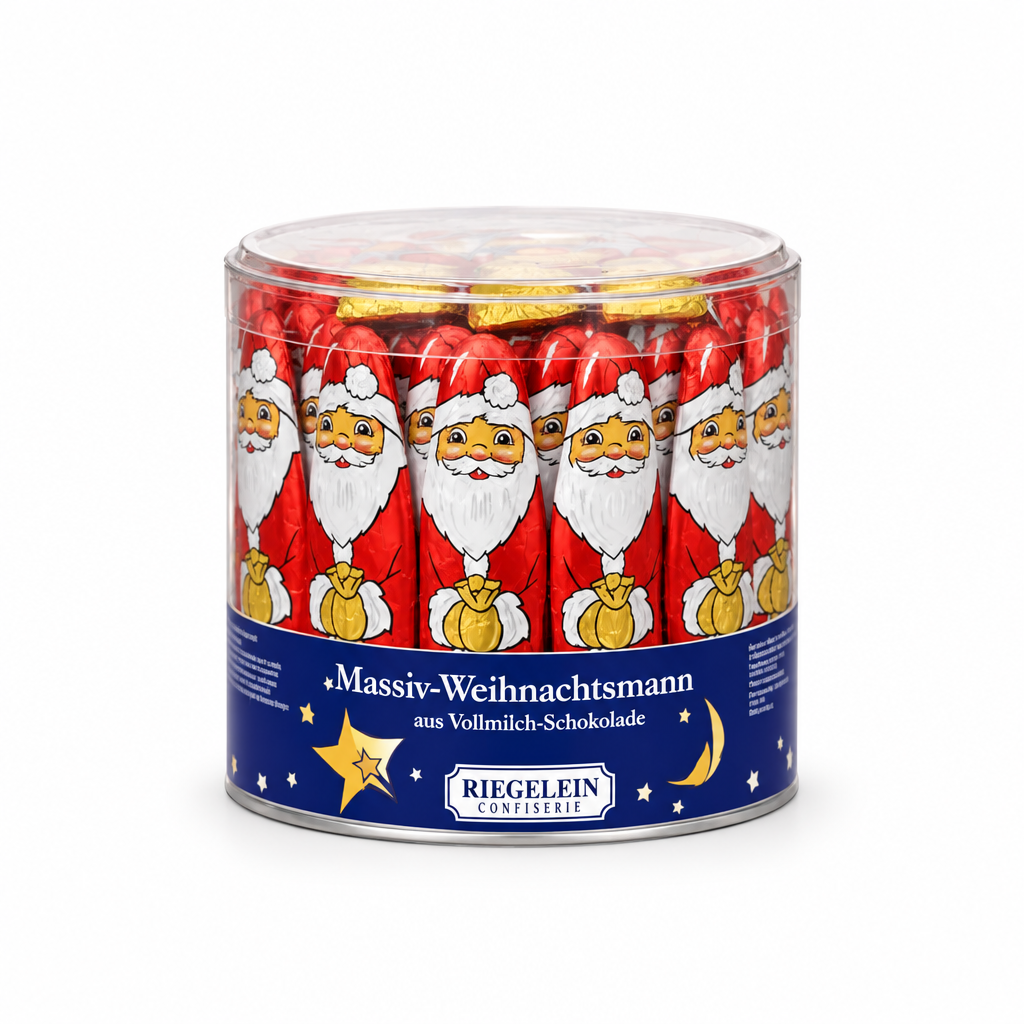 Riegelein milk chocolate Santas on white background