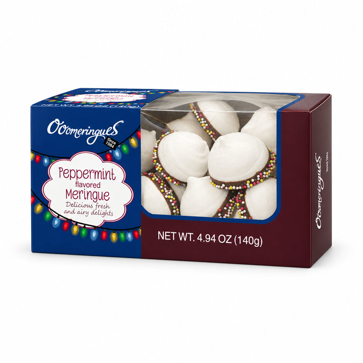 OooMeringues peppermint meringues with sprinkles, 4.94 oz box
