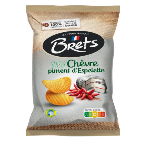 Brets goat cheese and Espelette pepper potato chips in a 125 g bag
