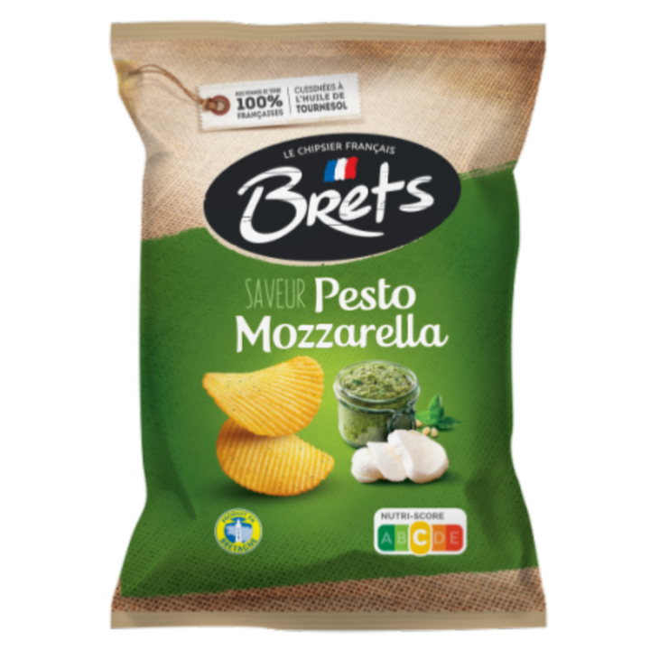 Brets Potato Chips with Pesto Mozzarella