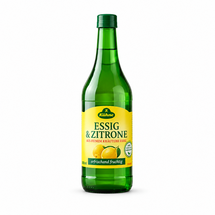 Kühne Essig & Zitrone vinegar bottle, front view