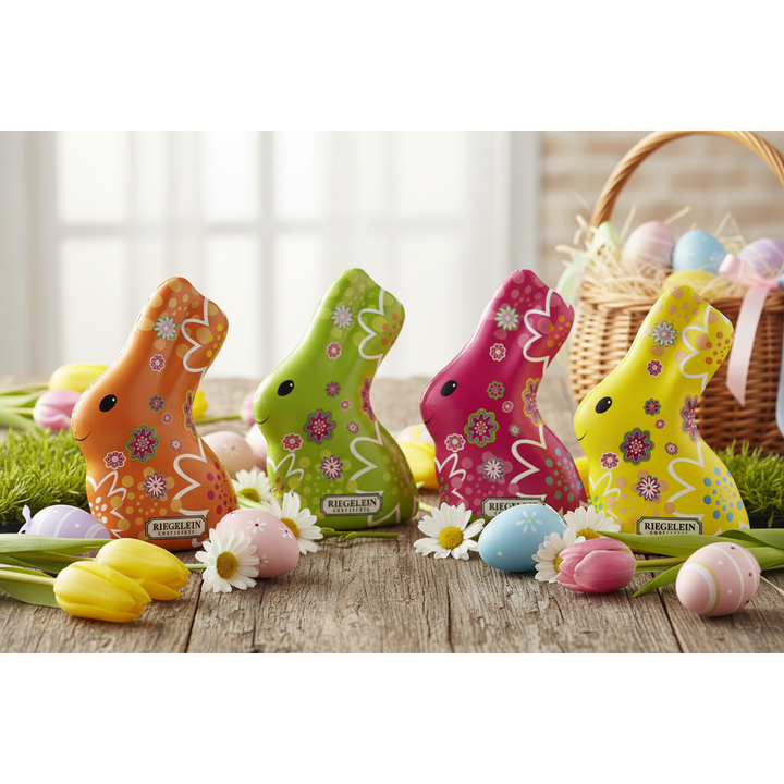 Riegelein Milk Chocolate Easter Bunny in Spring Foil Wrap