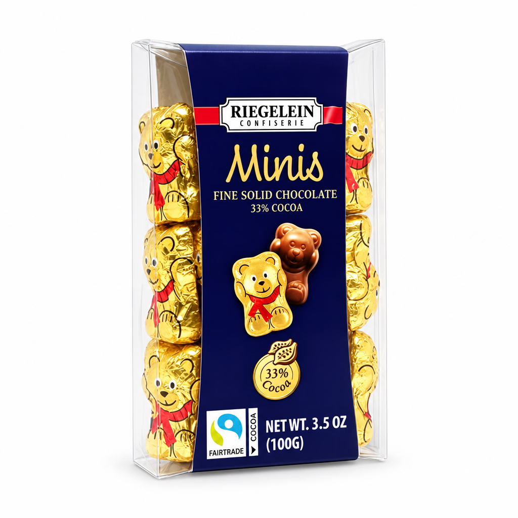 Riegelein Mini Solid Bears chocolates on a white background