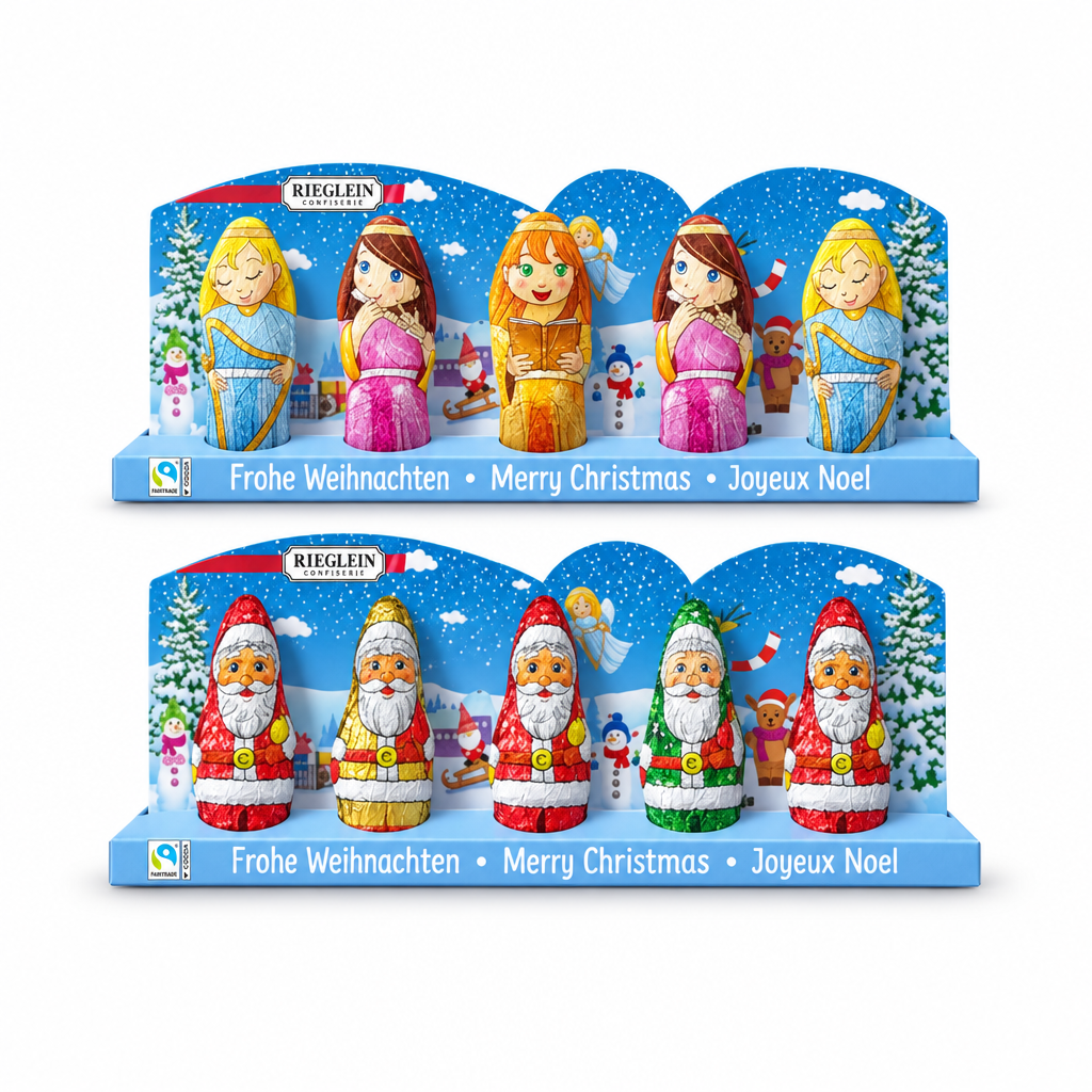 Packaged set of Little Gnomes & Angels figures with Christmas-themed packaging.