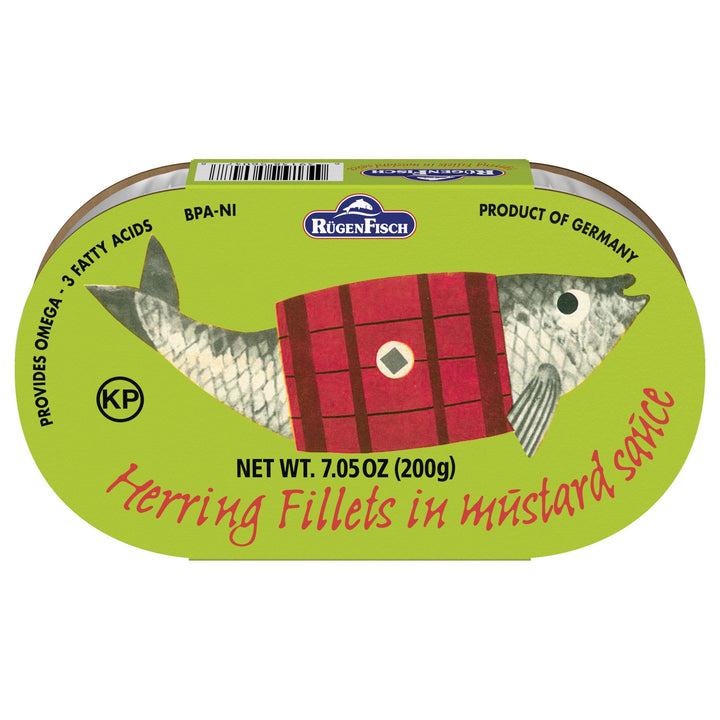 RügenFisch herring fillets in mustard sauce, 200 g tin