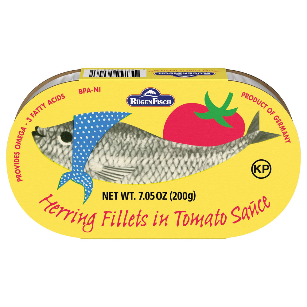 RügenFisch herring fillets in tomato sauce, 200 g tin