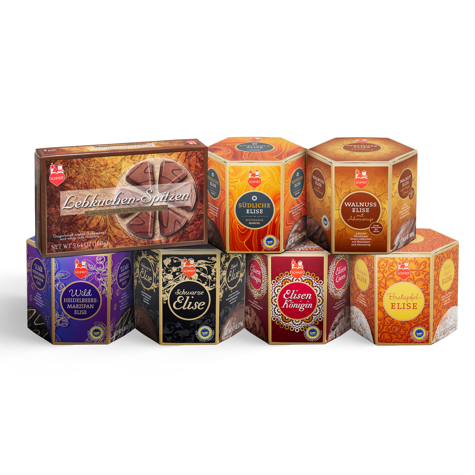 Seven Lebkuchen Schmidt gingerbread specialties included in the 2026 Exclusive Gourmet Chest