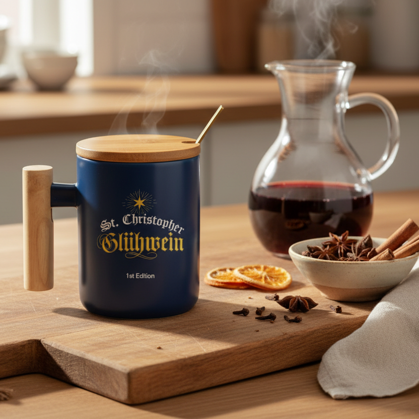 St. Christopher Gluehwein Mug with Spoon “Limited Edition”