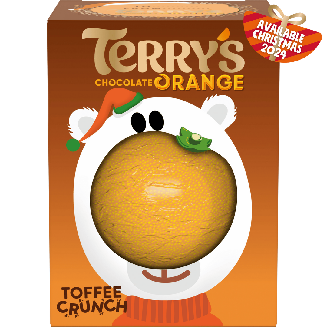 Terry's Chocolate Orange Toffee Crunch holiday box with gold foil ball