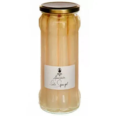 Staud's Marchfeld white solo asparagus, 560 g jar on white