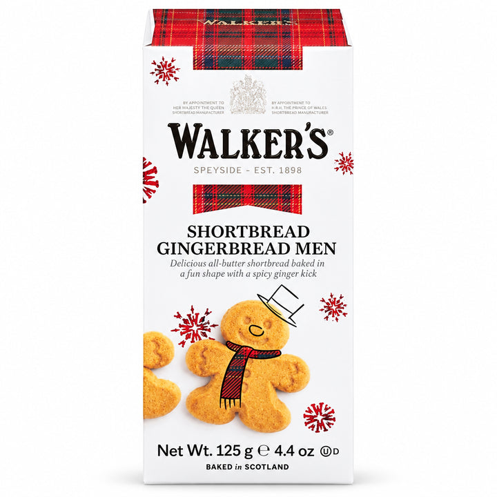 Walker's Shortbread Gingerbread Men box on a white background