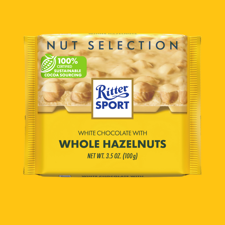Ritter Sport White Chocolate Bars with Whole Hazelnuts