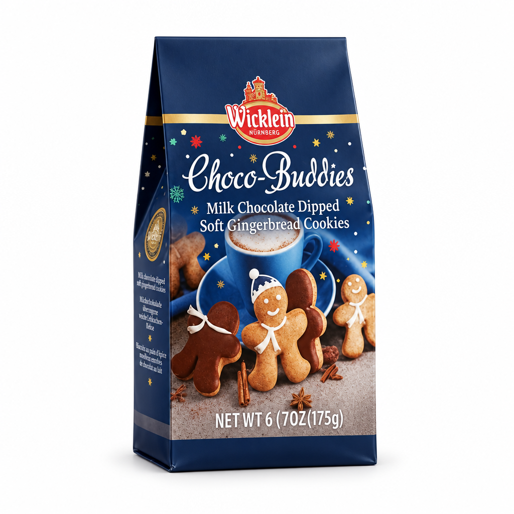 Wicklein Choco Buddies soft gingerbread cookies bag on a white background