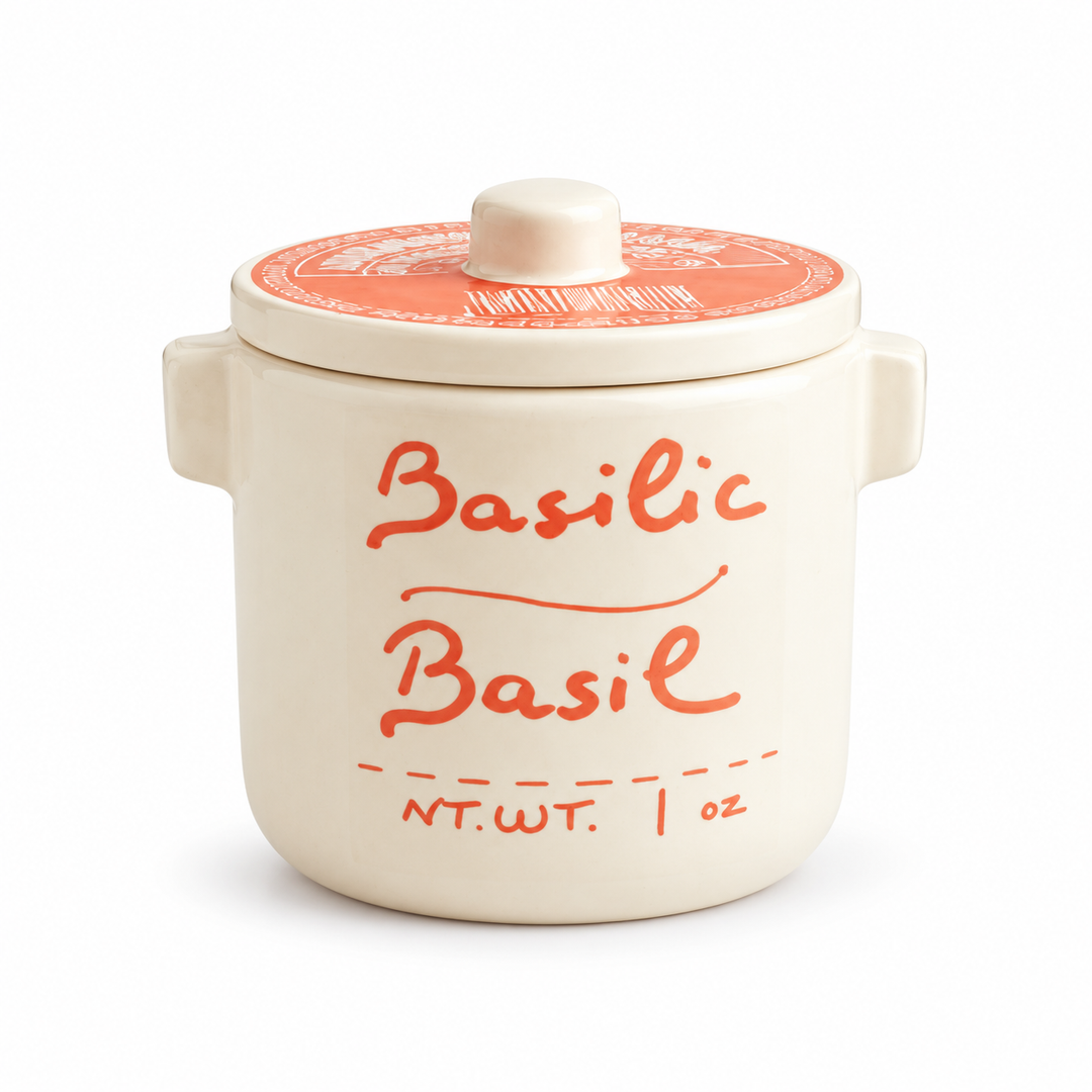 Anysetiers du Roy basil, 20 g ceramic pot front