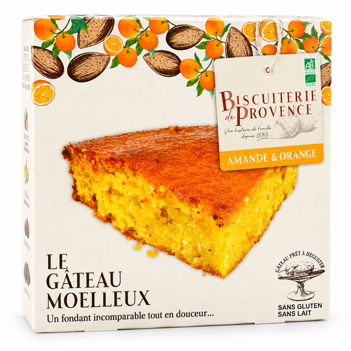 Biscuiterie de Provence Organic Almond Cake with Orange box, front view