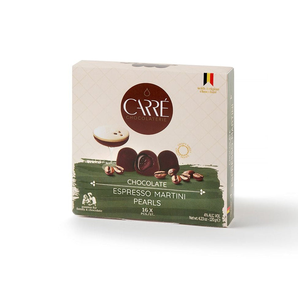 Carré Espresso Martini chocolate pearls box, front view