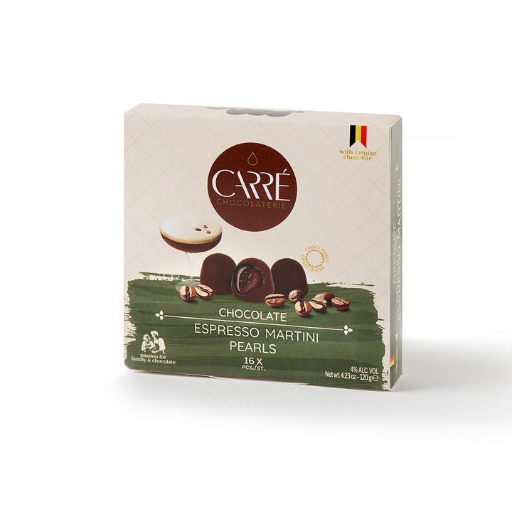 Carré Espresso Martini chocolate pearls box, front view