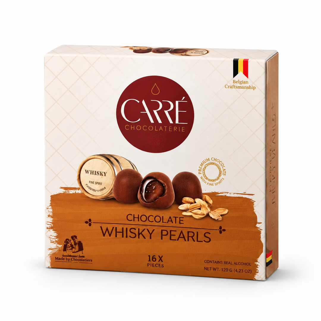 Carré Whisky Pearls, 16-piece 120 g box, front view