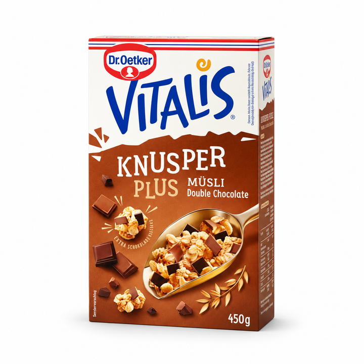 Dr. Oetker Vitalis Knusper Plus Double Chocolate Müsli 450 g box