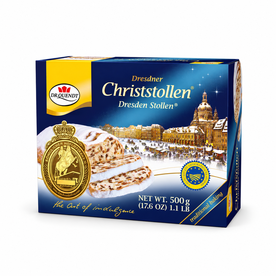 Dr. Quendt Dresdner Christmas Stollen 500 g gift box, front view