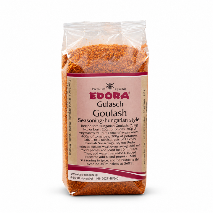 Edora Goulash Hungarian Style Seasoning product packaging centered on a white background