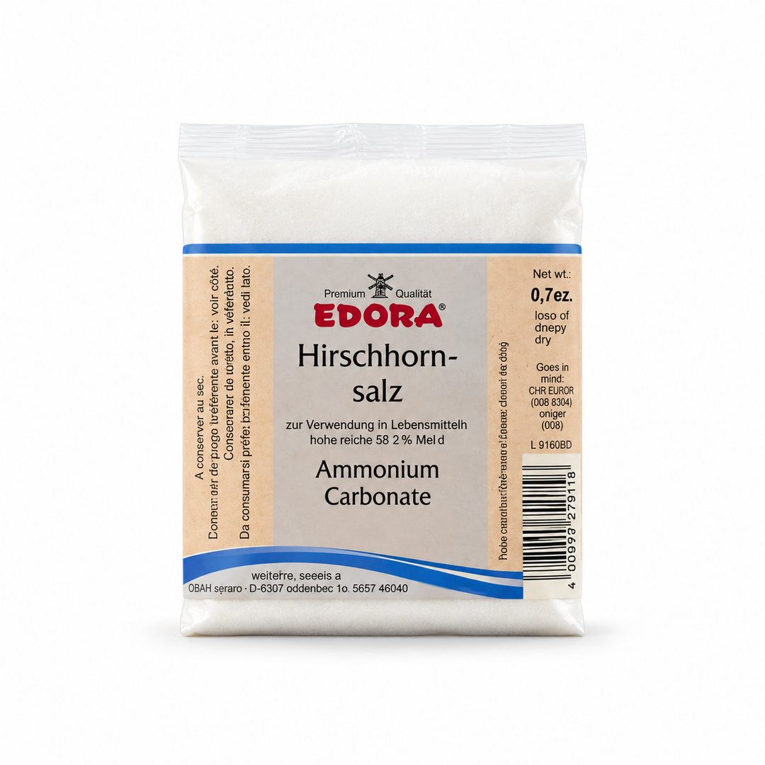 Edora Hirschhornsalz ammonium carbonate, 20 g bag, front view