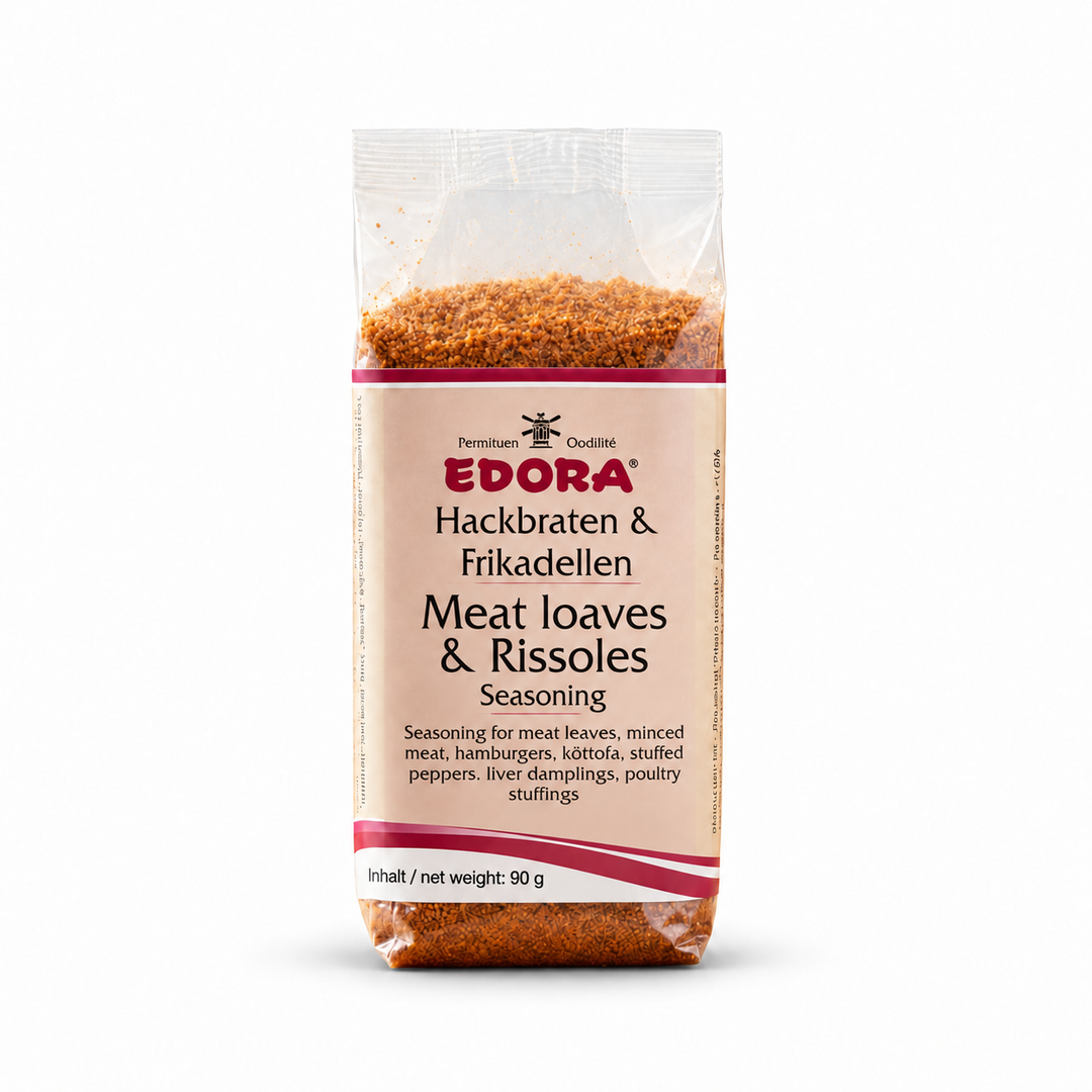 Edora Meatloaf Seasoning product packaging centered on a white background