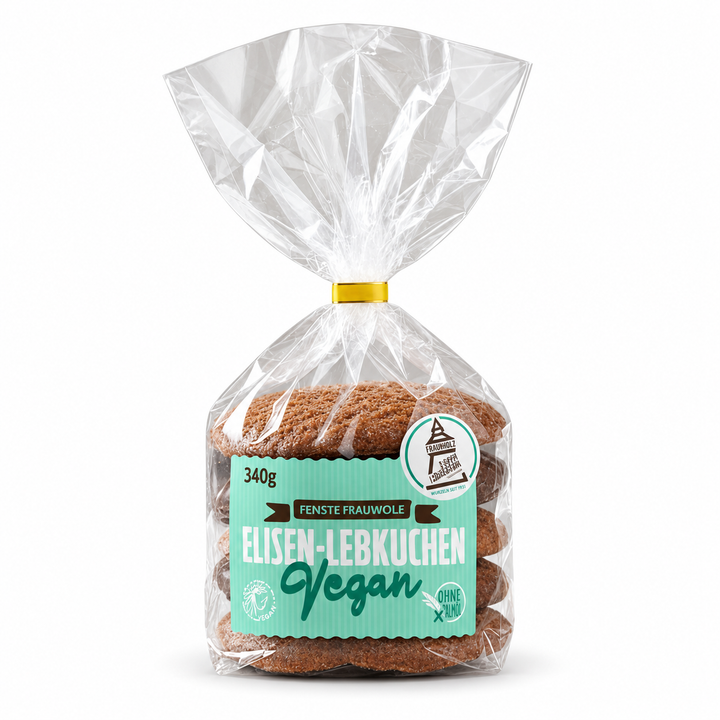 Fraunholz Vegan Assorted Elisen Lebkuchen 340 g bag on white