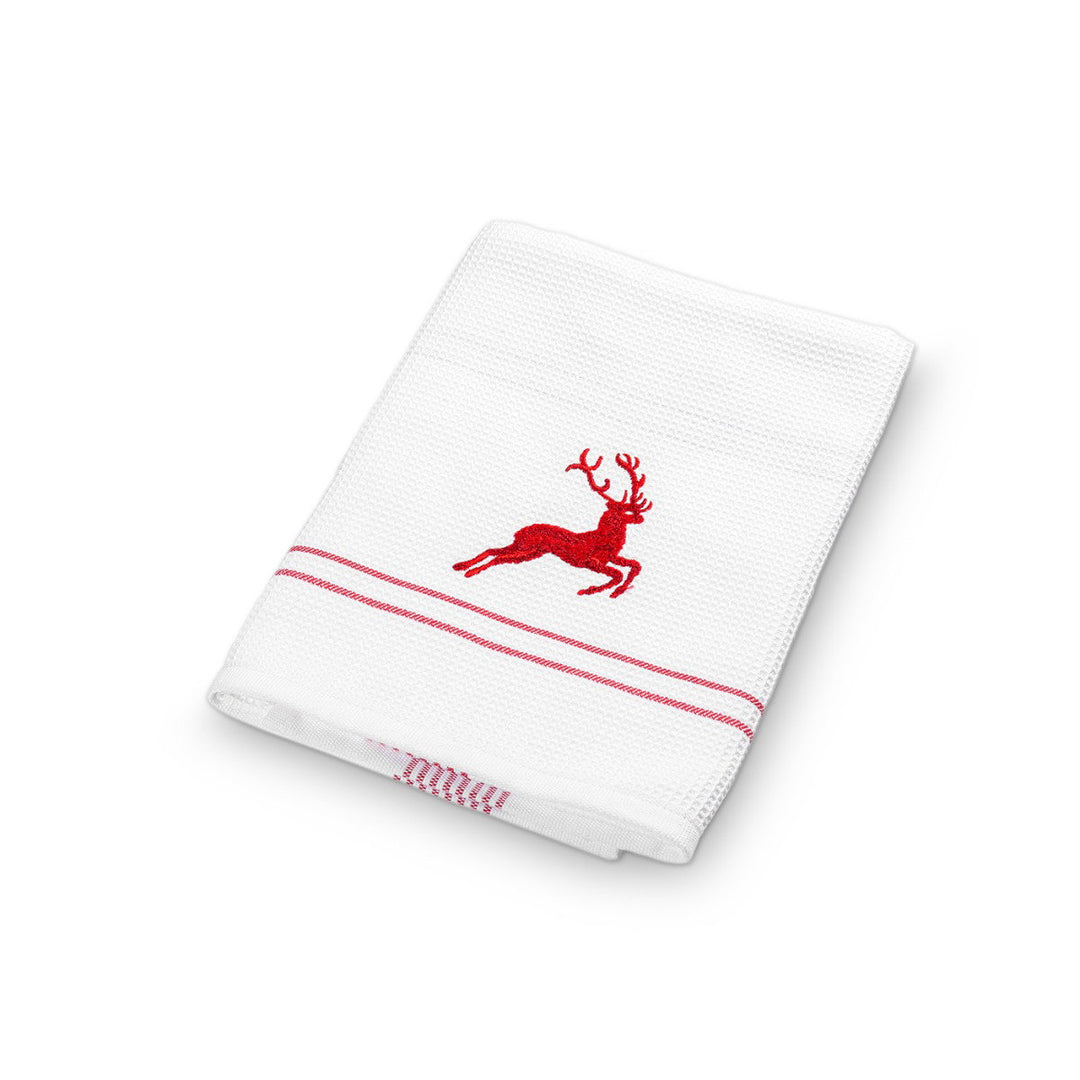 Gmundner Keramik Ruby Red Deer cotton tea towel, 50 × 70 cm