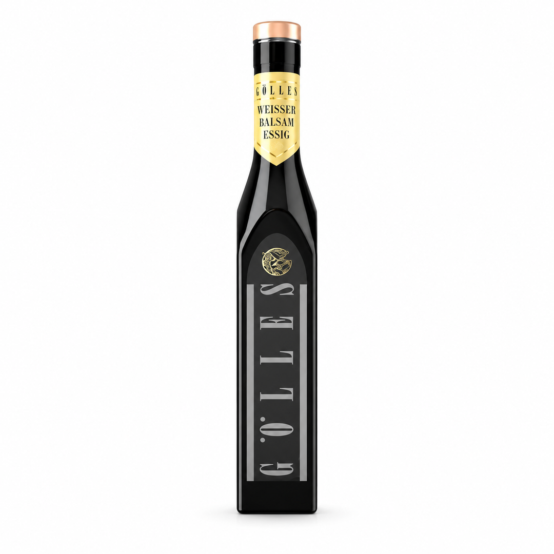 Gölles White Balsamic Wine Vinegar 250 ml bottle on a white background