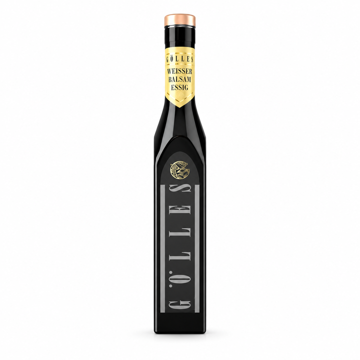 Gölles White Balsamic Wine Vinegar 250 ml bottle on a white background