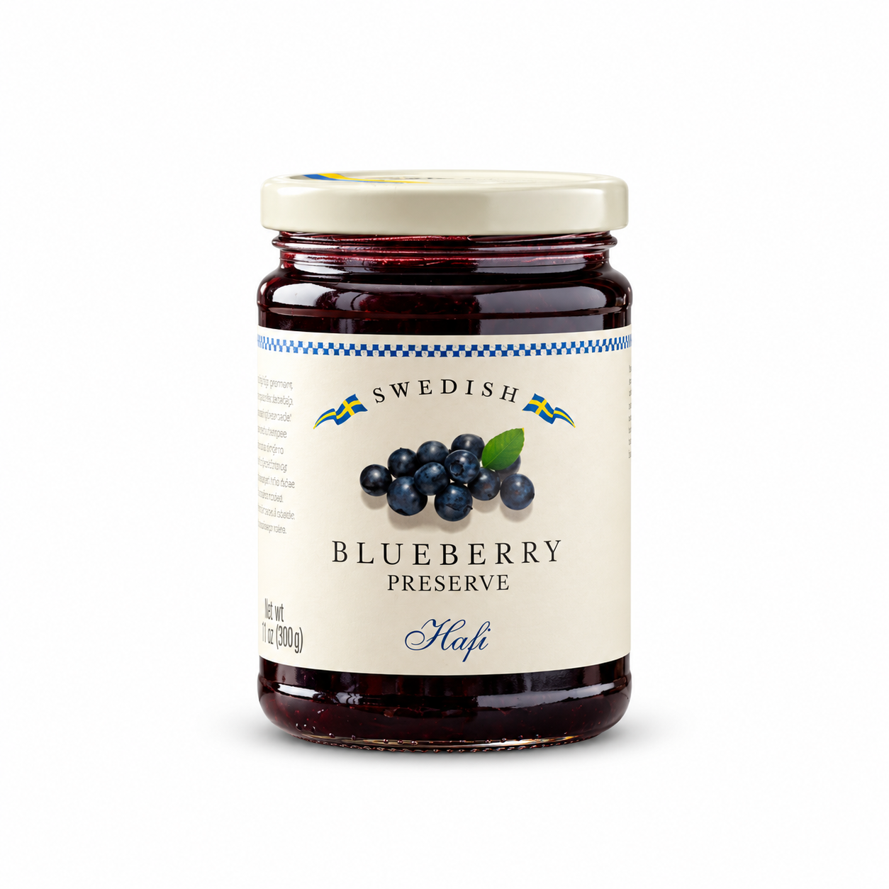 Hafi blueberry preserves 400 g jar, front view
