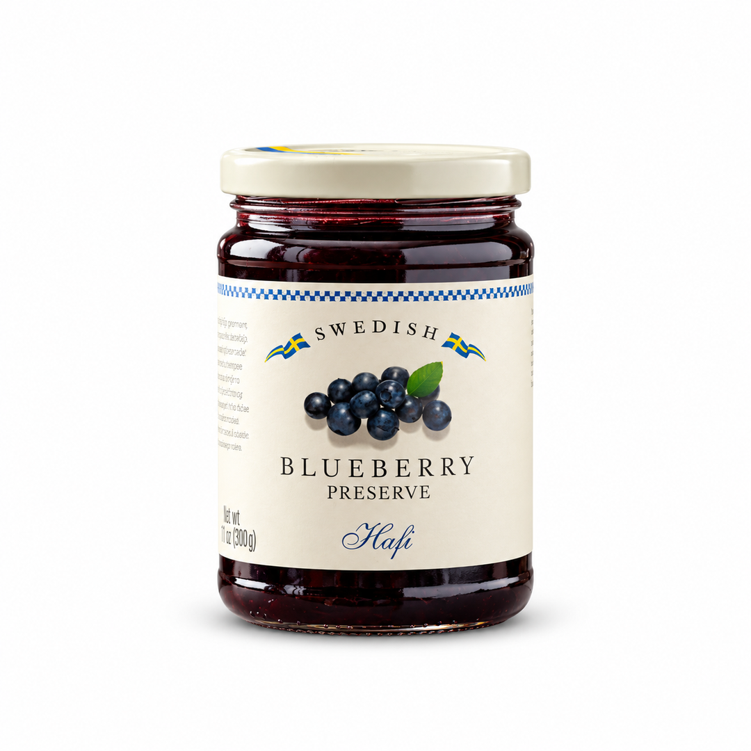 Hafi blueberry preserves 400 g jar, front view