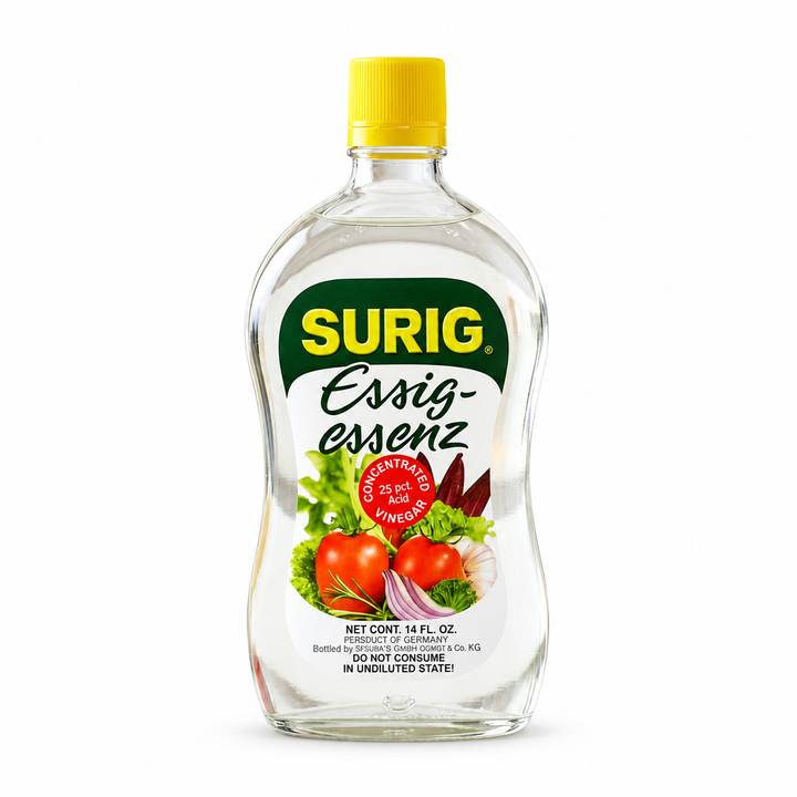 Surig Essig-Essenz Concentrated Vinegar product packaging centered on a white background