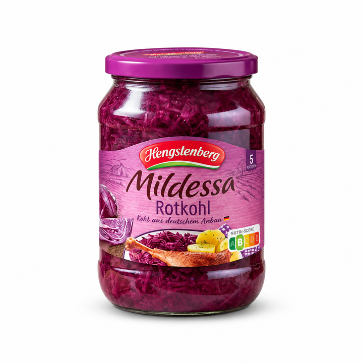 Hengstenberg Mildessa red cabbage 680 g jar, front view